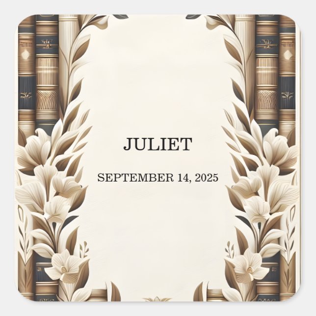 Sticker Carré Couverture de Club de Livre Rétro en Vieil Anglais (Devant)