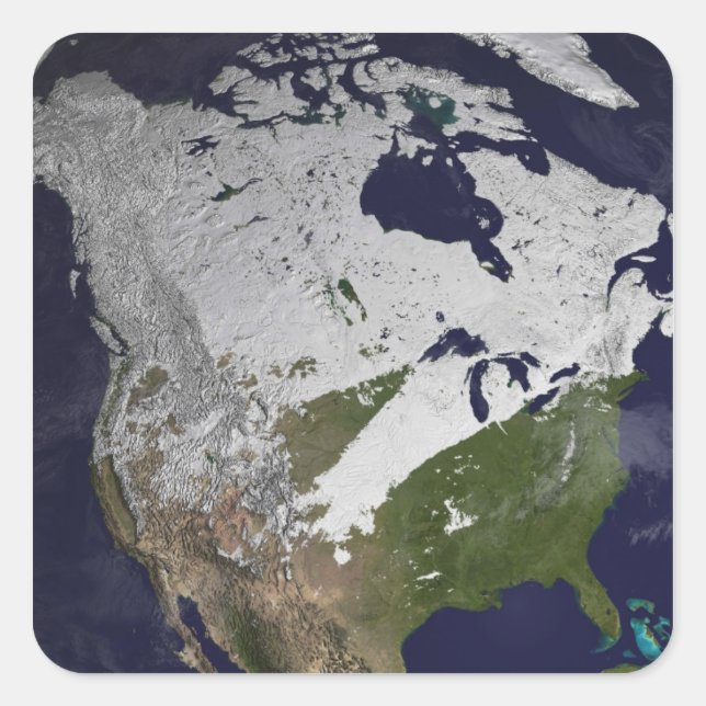 Sticker Carré Couverture de neige d'hiver dans l'hémisphère nord (Devant)