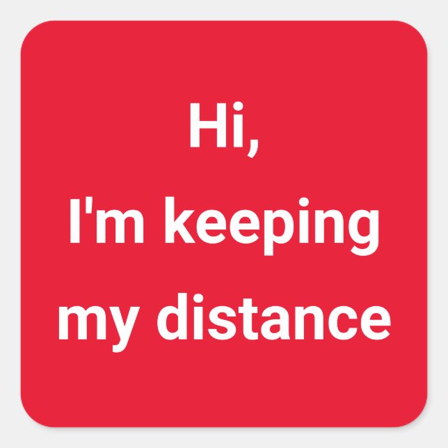 Sticker Carré Covid Distances sociales Couleur Codé Rouge (Devant)