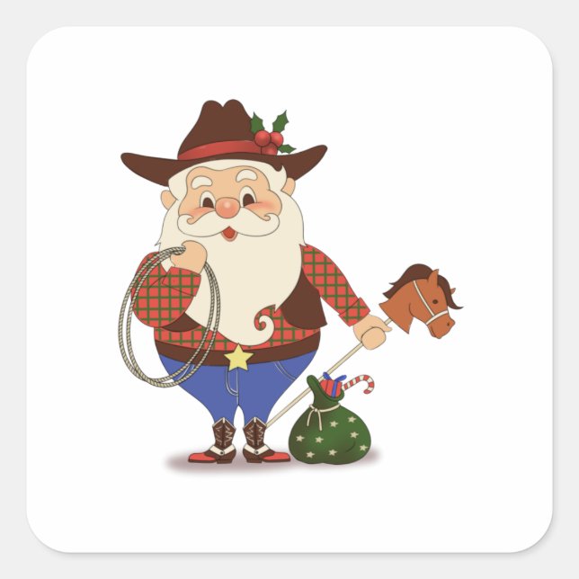 Sticker Carré Cow-boy Santa Claus (Devant)