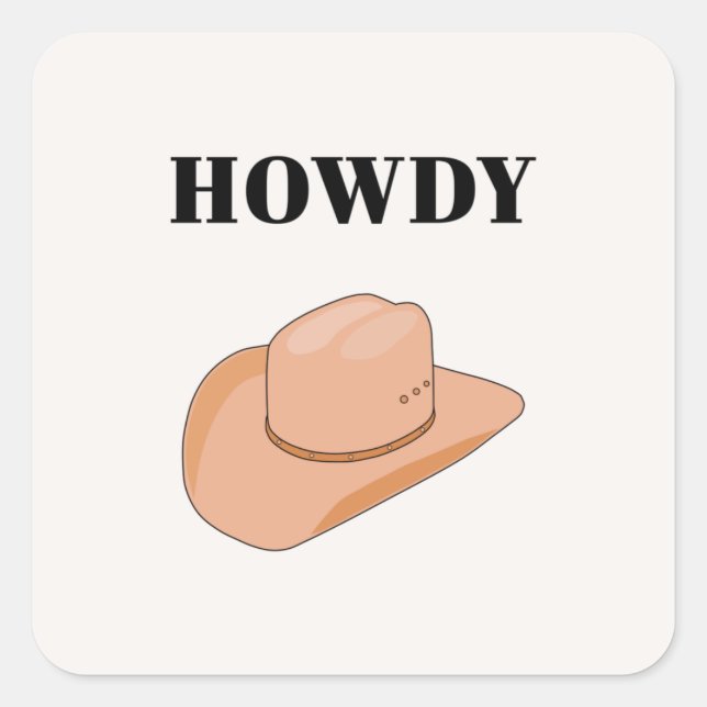 Sticker Carré Cowboy Casquette Howthy Earthy Boho Beige (Devant)