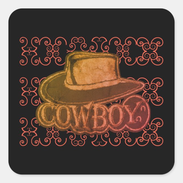 Sticker Carré Cowboy Casquette multicolore (Devant)