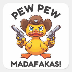 Sticker Carré Cowboy Duck Sheriff