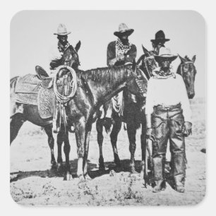 Sticker Carré Cowboys noirs chez Bonham, le Texas, c.1890 (photo