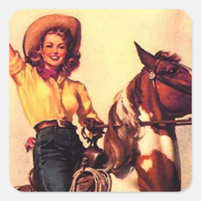 Sticker Carré Cowgirl (Devant)