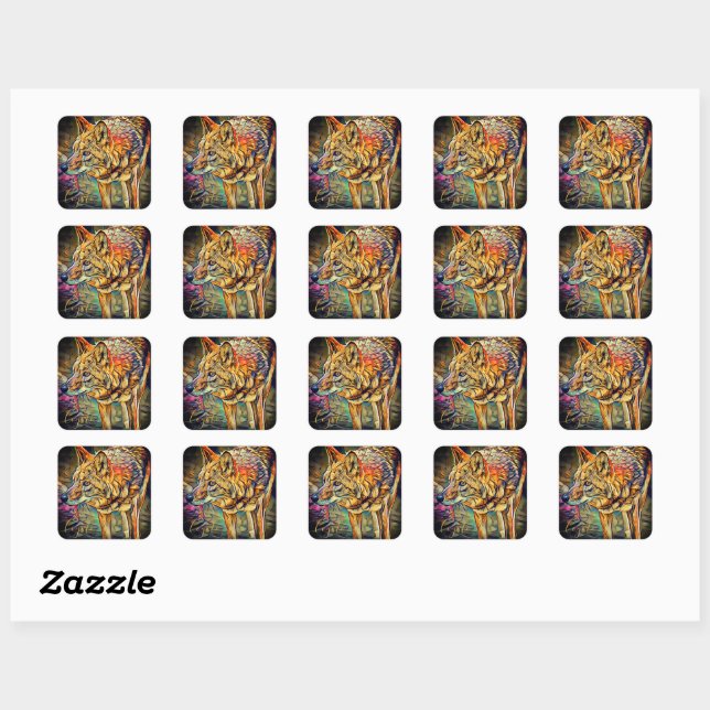 Sticker Carré Coyote [Square Seal] (Feuille)