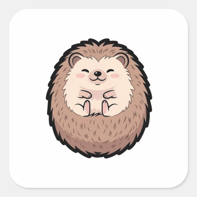 Sticker Carré Cozy Hedgehog – Cute Kawaii Illustration (Devant)