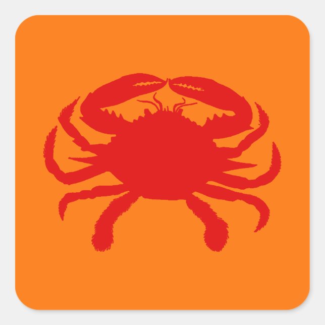 Sticker Carré Crabe Orange Rouge (Devant)