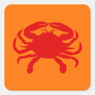Sticker Carré Crabe rouge orange
