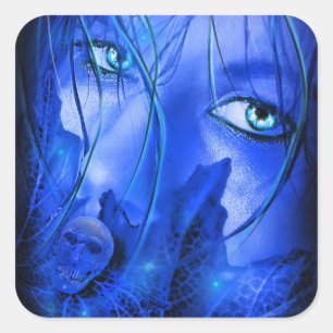 STICKER CARRÉ CRAINTE FILLE BLEUE AVEC HABIL