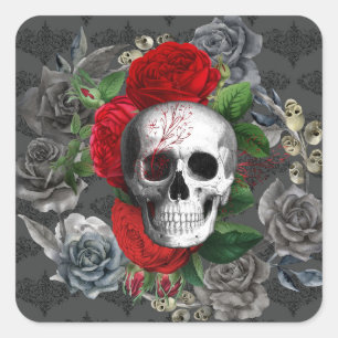 Sticker Carré Crâne