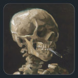 Sticker Carré Crâne avec brûler la cigarette Vincent van Gogh Ar<br><div class="desc">Vincent van Gogh (Néerlandais, 1853 - 1890) Crâne d'un squelette avec cigarette brûlante, 1885-1886, Huile sur toile Sans cadre : 32 cm × 24, 5 cm (13 po × 9, 6 po) Travail précoce de Vincent van Gogh. Ce petit tableau fait partie de la collection permanente du musée Van Gogh...</div>
