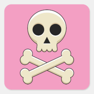 Sticker Carré Crâne avec os