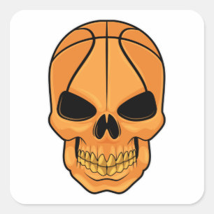 Sticker Carré Crâne avec tête de basket