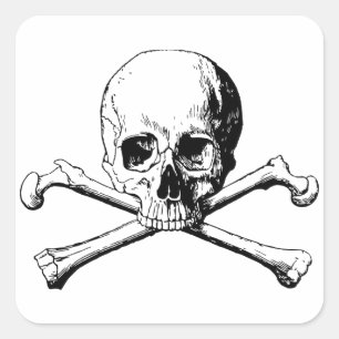 Sticker Carré Crâne croisé
