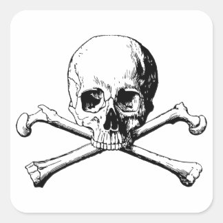 Sticker Carré Crâne croisé