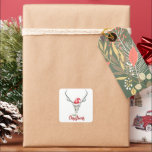 Sticker Carré Crâne de rennes rustiques et Père Noël Ha Christma<br><div class="desc">Amusants et festifs, ces autocollants sont la façon parfaite d'envoyer des salutations de joie de vacances ou de sceller des gâteries de vacances. Le design comprend un crâne de rennes avec un chapeau de Père Noël rouge et le texte "joyeux Noël" qui peut être changé pour s'adapter à vos besoins...</div>