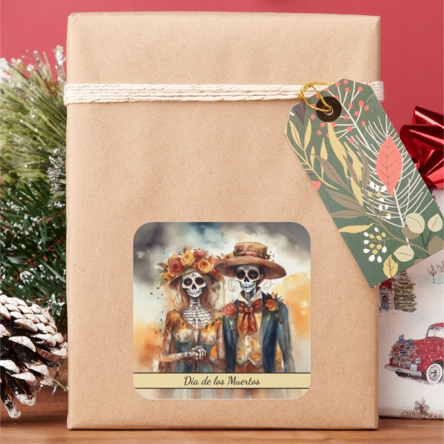 Sticker Carré Crâne de Sucre Chérie, sur mesure (vacances)