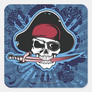 Sticker Carré Crâne d'un pirate