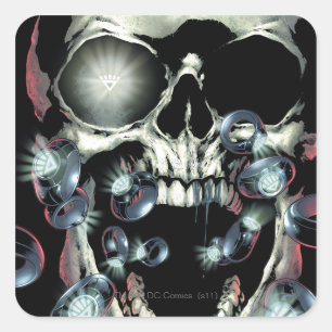 Sticker Carré Crâne et anneaux - Couleur