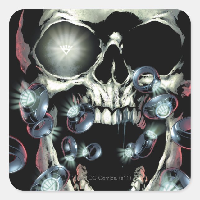 Sticker Carré Crâne et anneaux - Couleur (Devant)