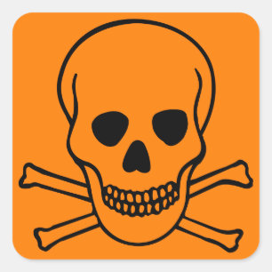 Sticker Carré Crâne et risque d'os croisés