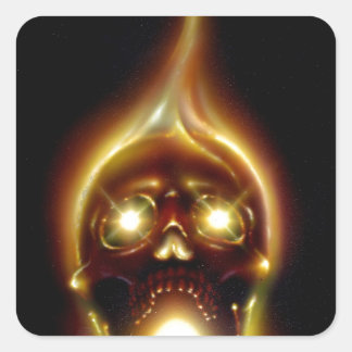 Sticker Carré Crâne flamboyant