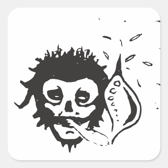 Sticker Carré crâne fumant (Devant)