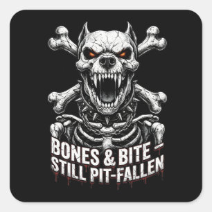 Sticker Carré Crâne gothique de bouledogue squelette badass