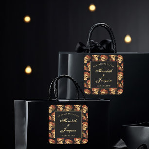 Sticker Carré Crâne gothique Jusqu'à la mort Do Us Part Mariage 