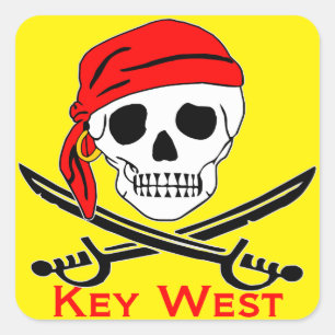Sticker Carré Crâne Key West de pirate