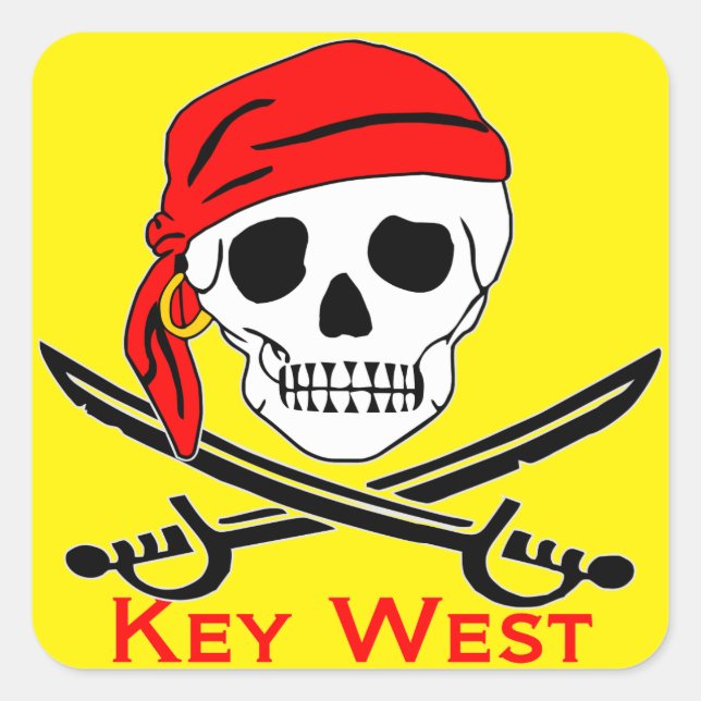 Sticker Carré Crâne Key West de pirate (Devant)