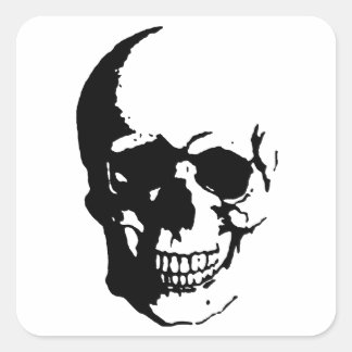 Sticker Carré Crâne - Noir & Blanc Métal Imaginaire Art