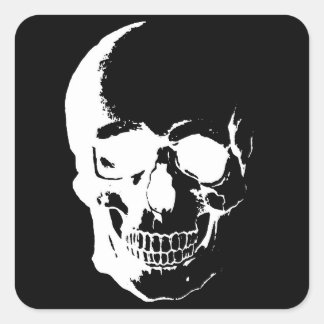 Sticker Carré Crâne noir et blanc