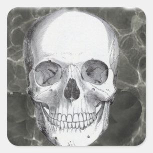 Sticker Carré Crâne sur noir