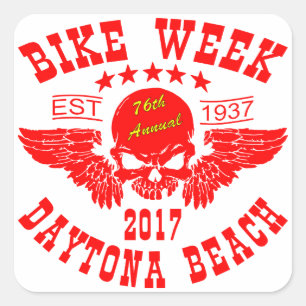 Sticker Carré Crâne Volant 76E Daytona Beach Bike Week 2017r