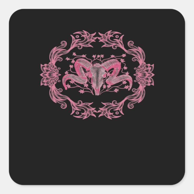 Sticker Carré Crâne Whimsigoth esthétique (Devant)