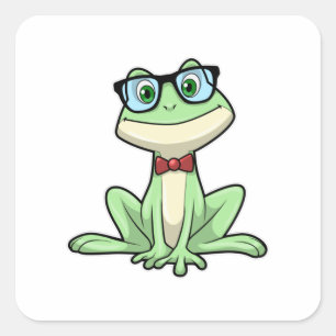 Sticker Carré Cravate de lunettes pour étudiants Nerd grenouille