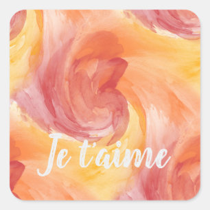 Sticker Carré Cravate-Dye flamme rouge orange peint Aquarelle d'