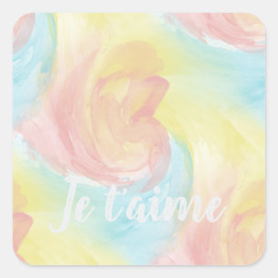 Sticker Carré Cravate-Dye Retro Pastel Peinture d'Aquarelle dans