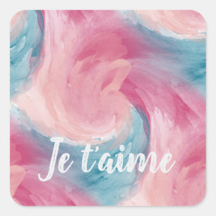 Sticker Carré Cravate-teinture rose et bleu Peinture d'aquarelle