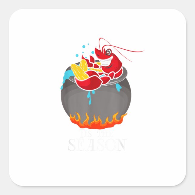 Sticker Carré Crawfish Boil Tis The Season Crawdaddy Crayfish Fu (Devant)