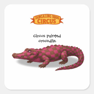 Sticker Carré Crawford, crocodile de cirque peint