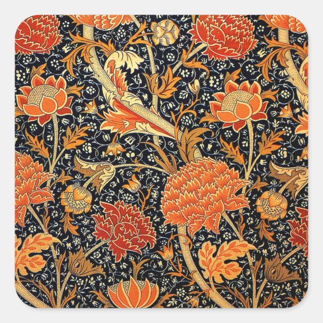 Sticker Carré Cray, un motif de William Morris, (Devant)