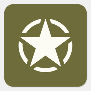 Sticker Carré Crayon étoile Vintage sur le vert kaki