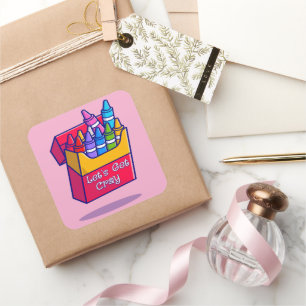 Sticker Carré Crayons colorés Allons chercher Cray