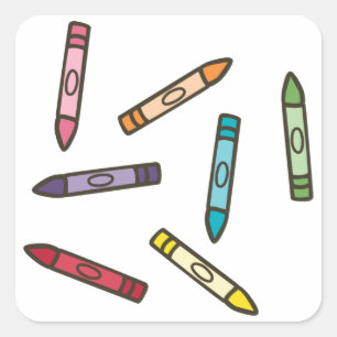 Sticker Carré Crayons de couleurs