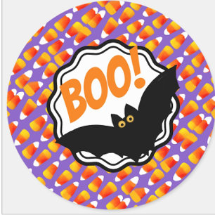 Sticker Carré Crazy Candy Corn Black Bat Boo!
