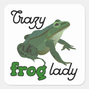 Sticker Carré Crazy Frog Lady Frog cadeaux amoureux