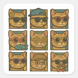 Sticker Carré Crazy Kitty Club